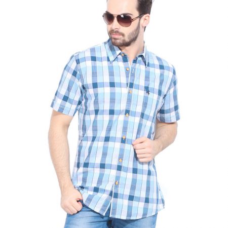 پیراهن کتان آبی رنگ